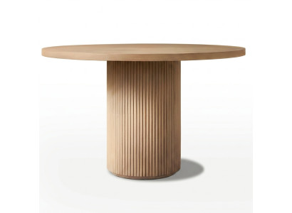 Massivholztisch modern Säulengestell Naturtöne Wohnzimmertisch