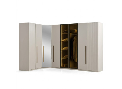 Eckschrank Holz Beige Elegant Modern