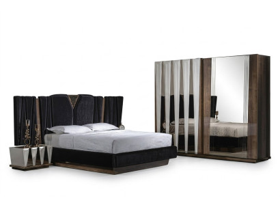 Schwarzes Schlafzimmer-Set aus Holz mit modernem Design