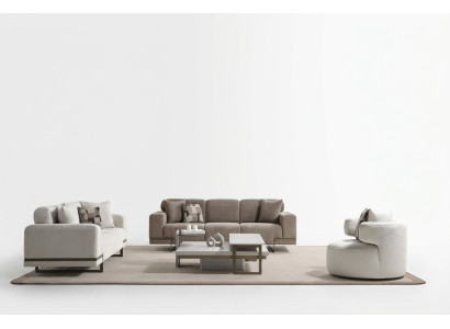 Moderner Wohnzimmer-Set Stoffbeige mit 2 Sofas und Sessel