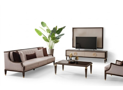 3-Sitzer, Couchtisch & TV-Board – gemütliches Wohnzimmer Set
