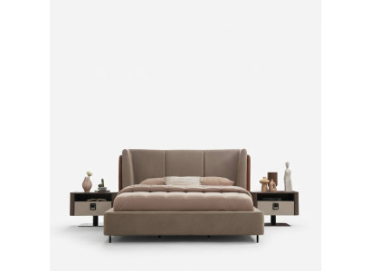 Elegantes Schlafzimmer-Set aus Holz in Beige mit modernem Design