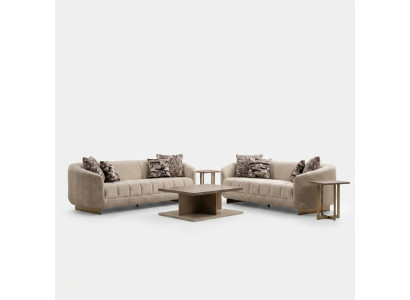 2x 3-Sitzer, Couchtisch & Beistelltische – stilvolles Set fürs Wohnzimmer