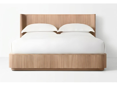 Doppelbett 180x200cm Holz Betten gerippter Kopfteil Luxus Schlafzimmer