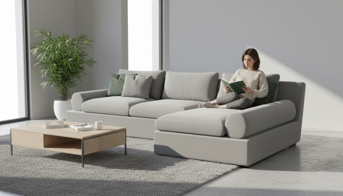 Aesthetic corner bench with shape and softness of material