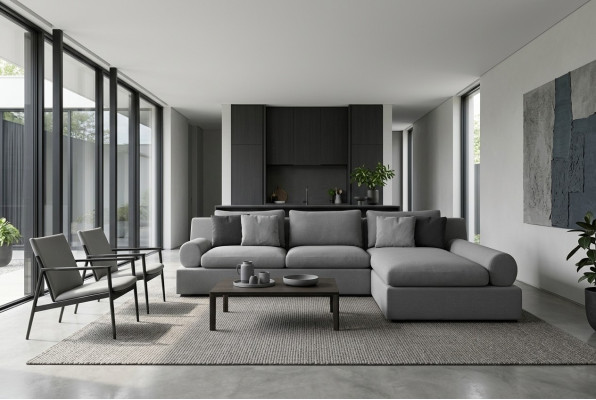 Aesthetic corner bench with shape and softness of material