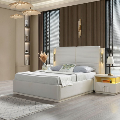 Elegant complete bed set with cover and 3 nightstands, 3-piece set