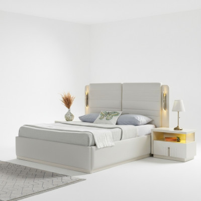 Elegant complete bed set with cover and 3 nightstands, 3-piece set