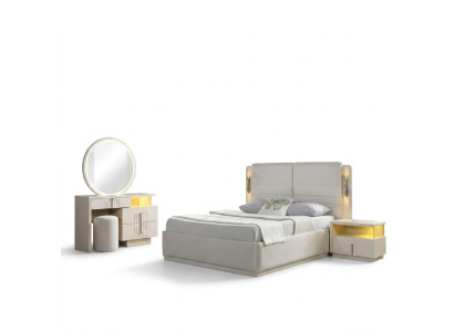 Modern and elegant bed set with 2 nightstands, 5 pieces