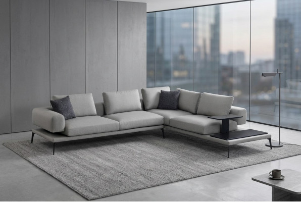 Corner sofa for the living room, minimalist design, maximum comfort