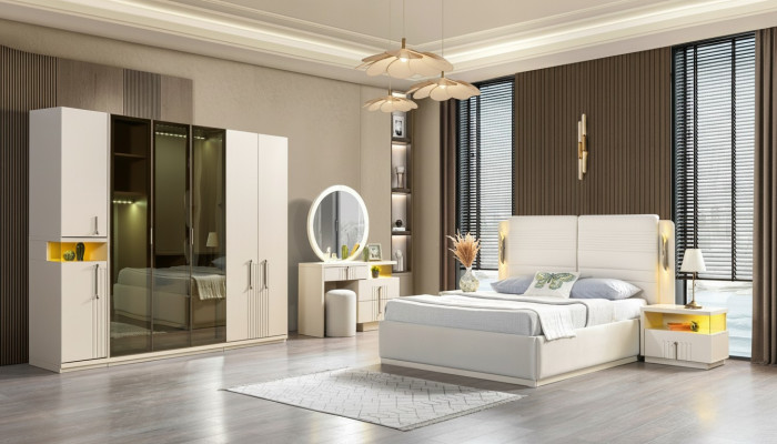 Complete modern bedroom furniture bed cabinets nightstands