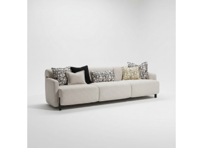 Elegantes beiges 4-Sitzer Sofa aus Textil mit Holzrahmen