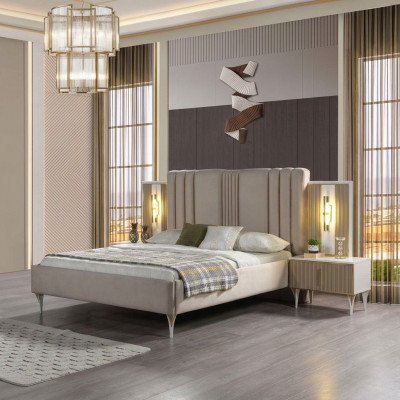 Elegant 3-piece furniture set with bed and night lamp