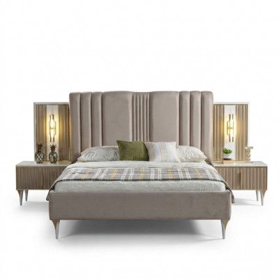 Elegant 3-piece furniture set with bed and night lamp