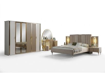 Modern 6-piece bedding set, including bedside lamp