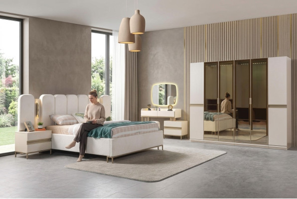 Furniture set for modern bedroom Koko 6 pieces with bed, wardrobe and nightstand