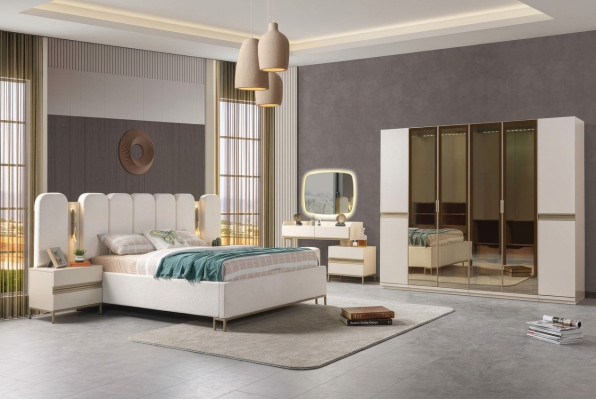 Furniture set for modern bedroom Koko 6 pieces with bed, wardrobe and nightstand