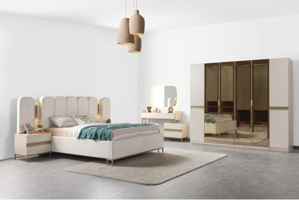 Furniture set for modern bedroom Koko 6 pieces with bed, wardrobe and nightstand