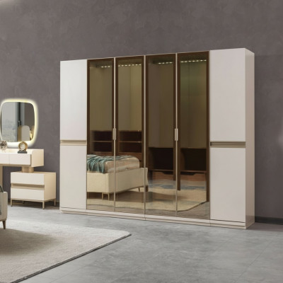 Modern corner wardrobe with large pattern