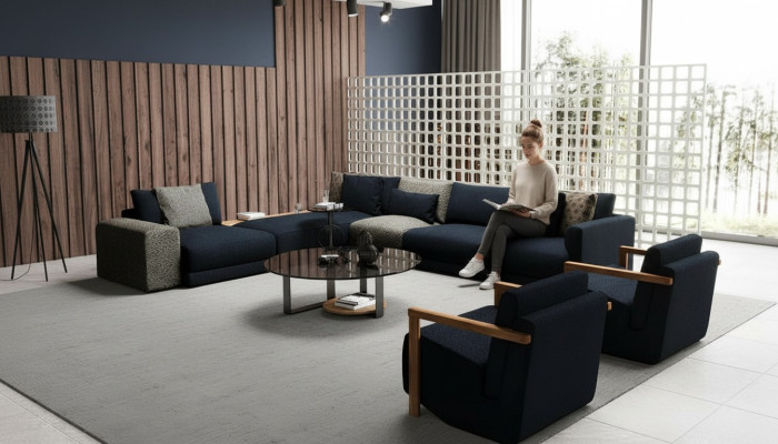 Elegant corner sofa with armchair, nice and comfortable at the same time