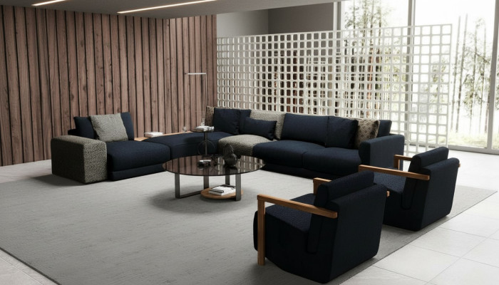 Elegant corner sofa with armchair, nice and comfortable at the same time