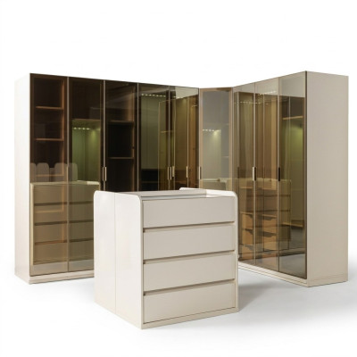 Modern corner wardrobe with curve for bedroom