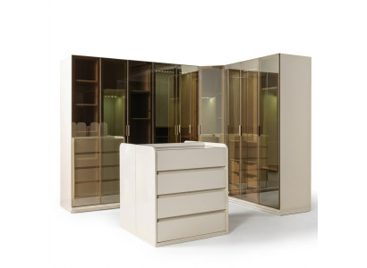 Modern corner wardrobe with curve for bedroom