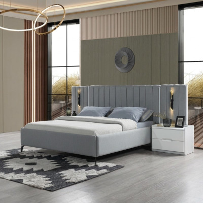 Complete bedroom set with bed and 2 modern nightstands
