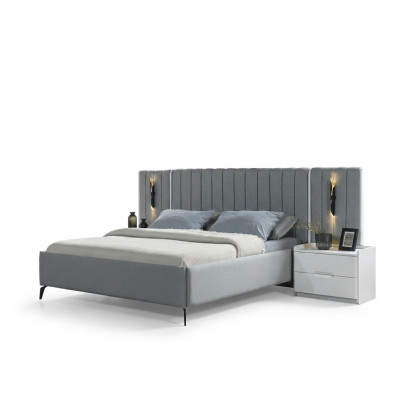Complete bedroom set with bed and 2 modern nightstands