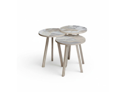 Elegantes Beiges Holz Couchtisch-Set im modernen Stil