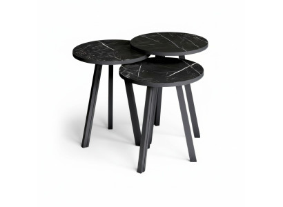 Elegantes schwarzes Couchtisch-Set aus Holz im modernen Stil