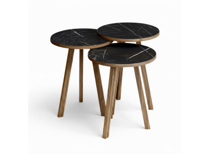 Elegantes schwarzes Couchtisch-Set aus Holz im modernen Design