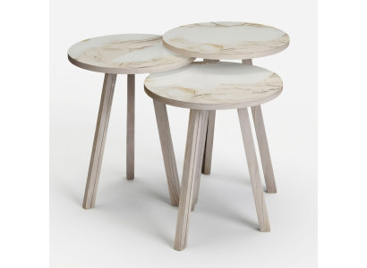 Elegantes Beiges Holz Couchtisch-Set im modernen Design