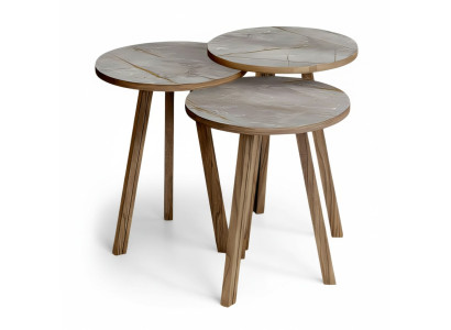 Elegantes braunes Holz Couchtisch-Set im modernen Design