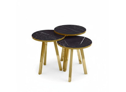 Schwarzes Holz-Metall Couchtisch-Set modern und stilvoll