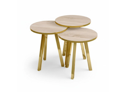 Elegantes braunes Couchtisch-Set aus Holz und Metall
