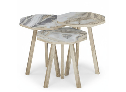 Moderner grauer Holz-Couchtisch-Set mit stilvollem Design