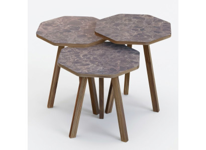 Elegantes braunes Holz Couchtisch-Set im modernen Design