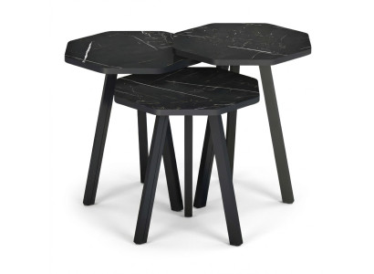 Elegantes schwarzes Holz Couchtisch-Set modern und robust