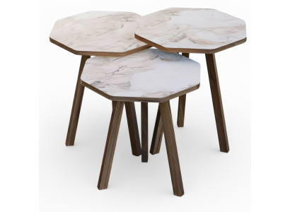 Elegantes graues Couchtisch-Set aus Holz im modernen Design