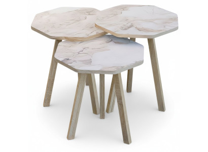 Elegantes Beiges Holz Couchtisch-Set in modernem Stil