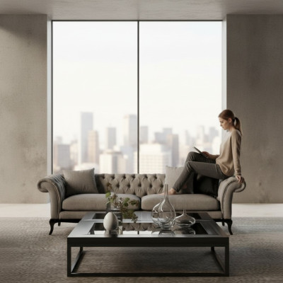 Modern three-seater, nice design, comfortable