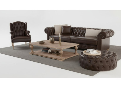 Elegant sofa, armchair and pouf. True comfort