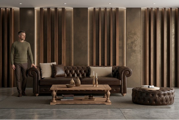 Sofa for the living room and pouf that combines style and comfort