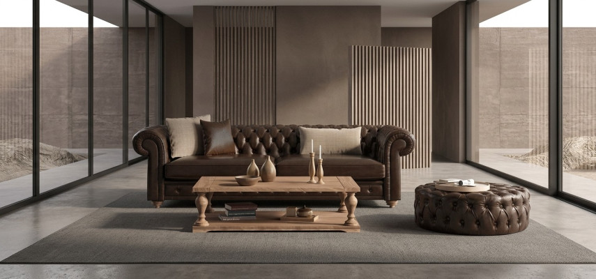 Sofa for the living room and pouf that combines style and comfort