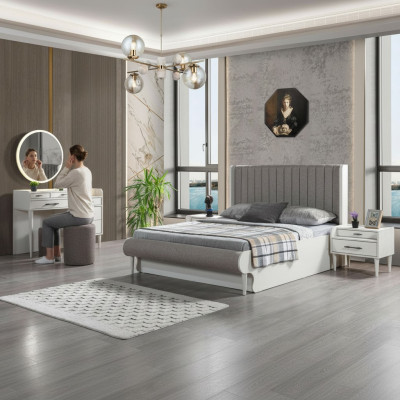 Complete bed with 5 pieces for the bedroom. Bed, nightstand, wardrobe