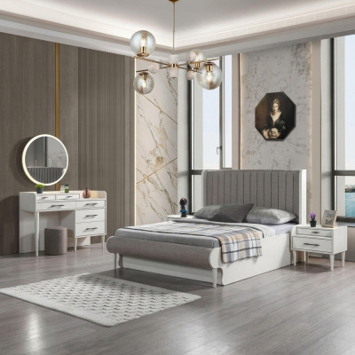 Complete bed with 5 pieces for the bedroom. Bed, nightstand, wardrobe