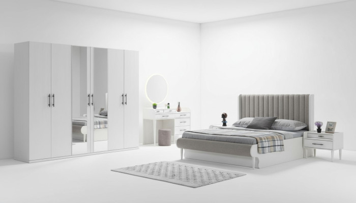 Bedroom furniture set Koko 6 pieces modern bed wardrobe nightstand