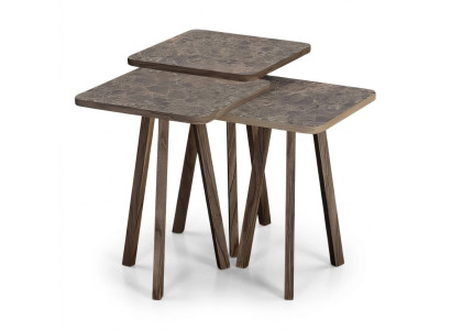 Elegantes braunes Holz Couchtisch-Set im modernen Design