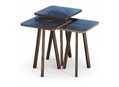 Elegantes schwarzes Couchtisch-Set aus Holz im modernen Stil